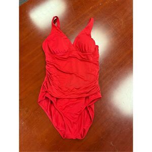 Jantzen Red Ruched One-Piece Swimsuit